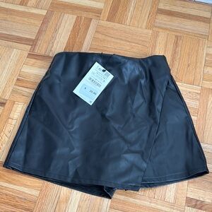 Black Faux Leather Mini Skirt / Short